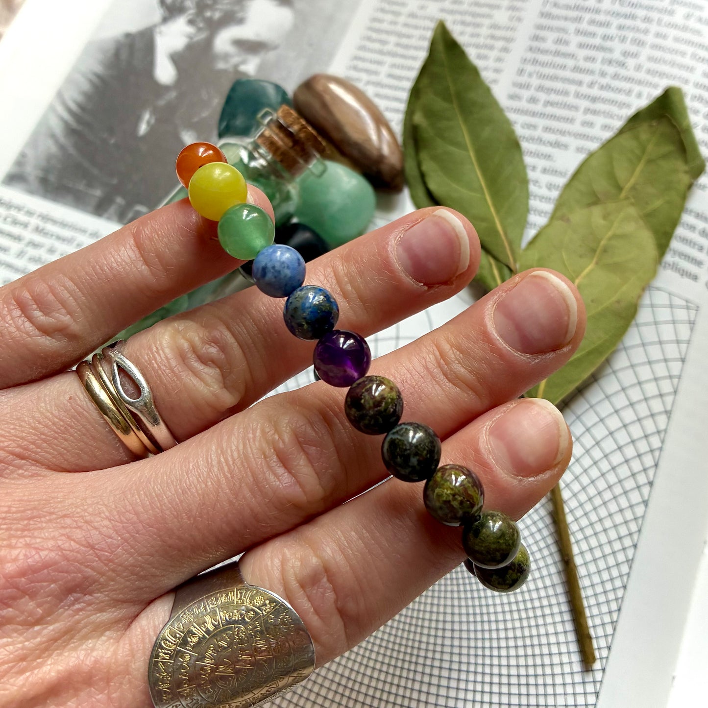 Bracelet 7 Chakras Jaspe Sang de Dragon