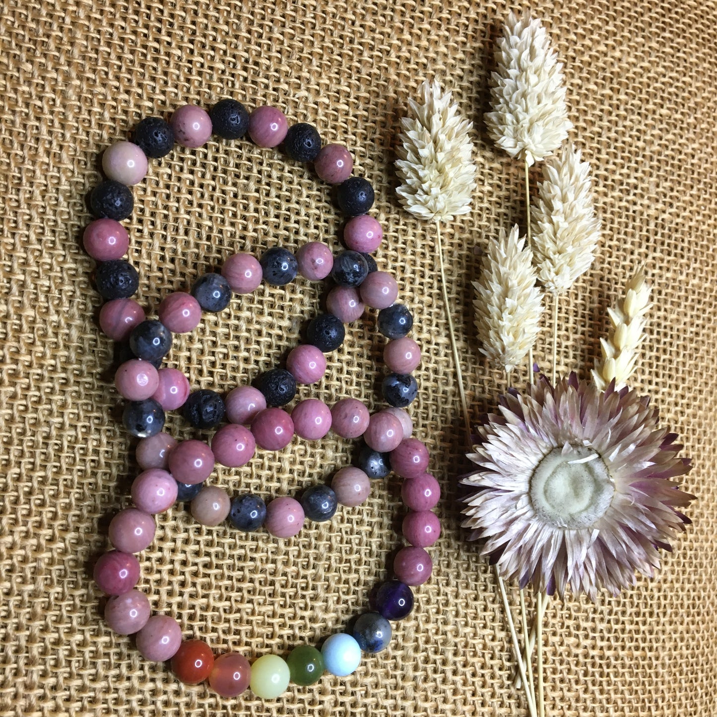 Hématite et Rhodonite " Apaisement et Amour "