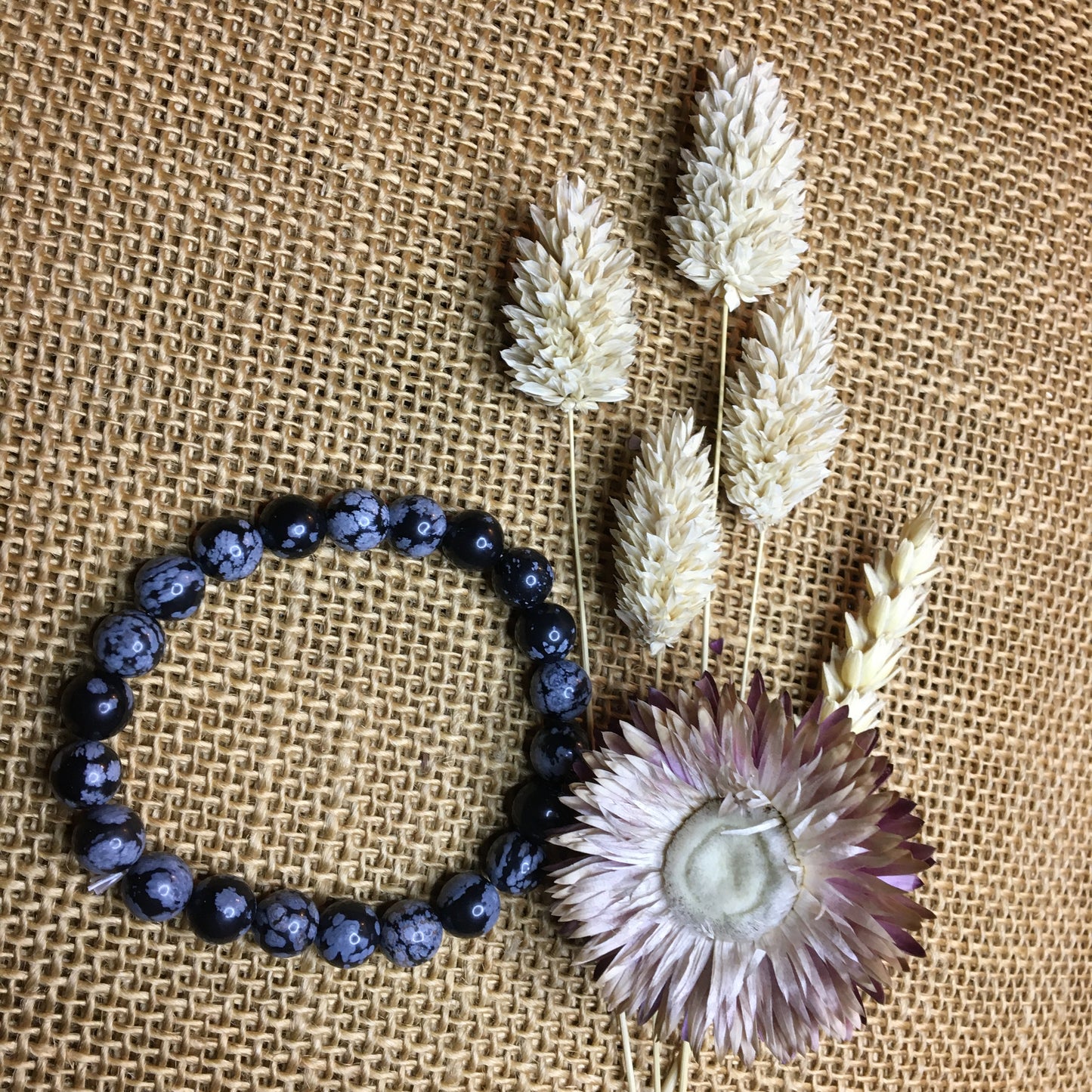 Bracelet Obsidienne flocon de neige