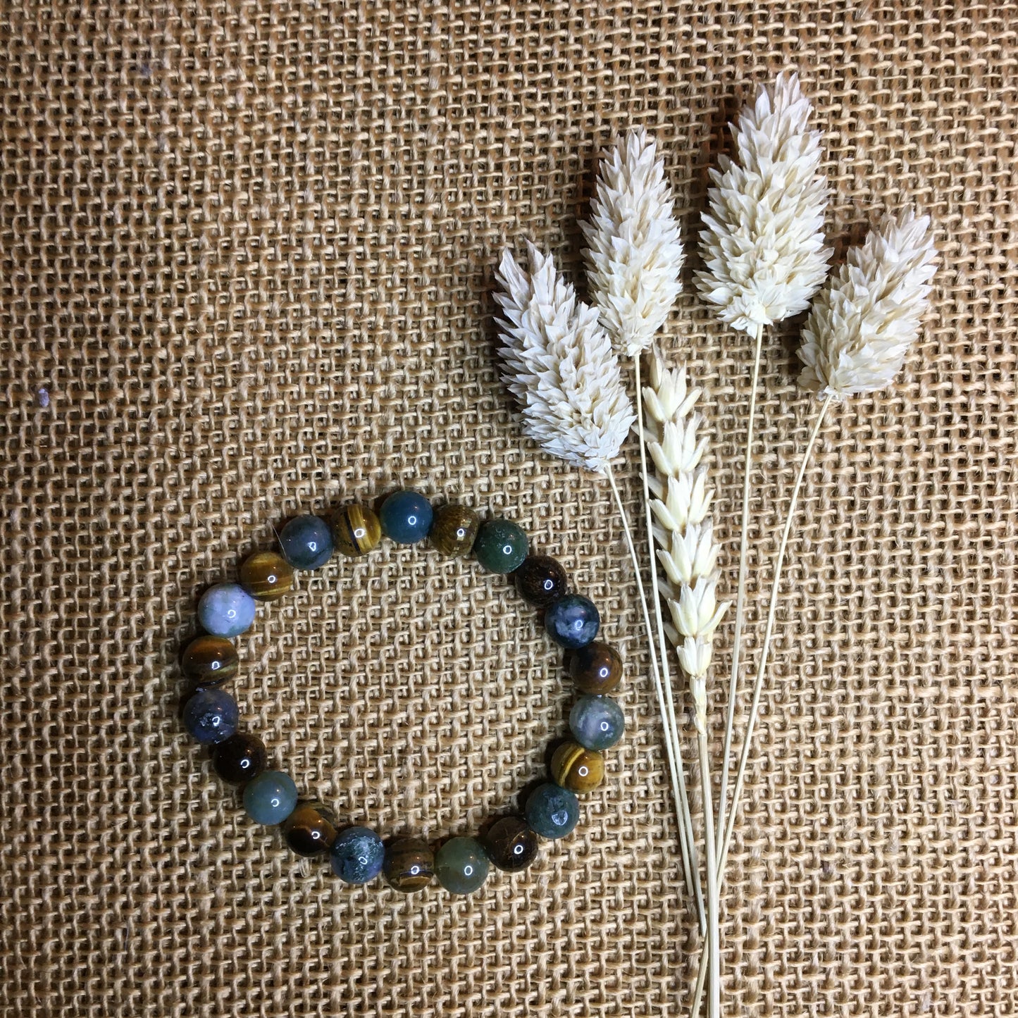 Oeil de tigre et agate mousse