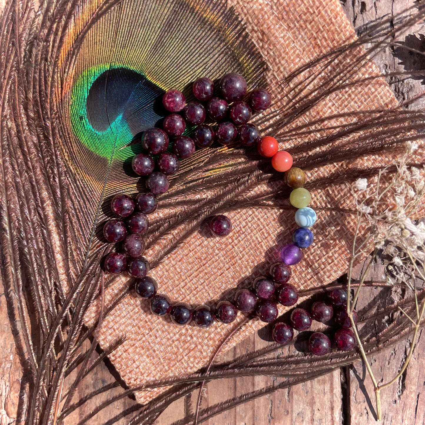 Bracelet 7 Chakras Grenat