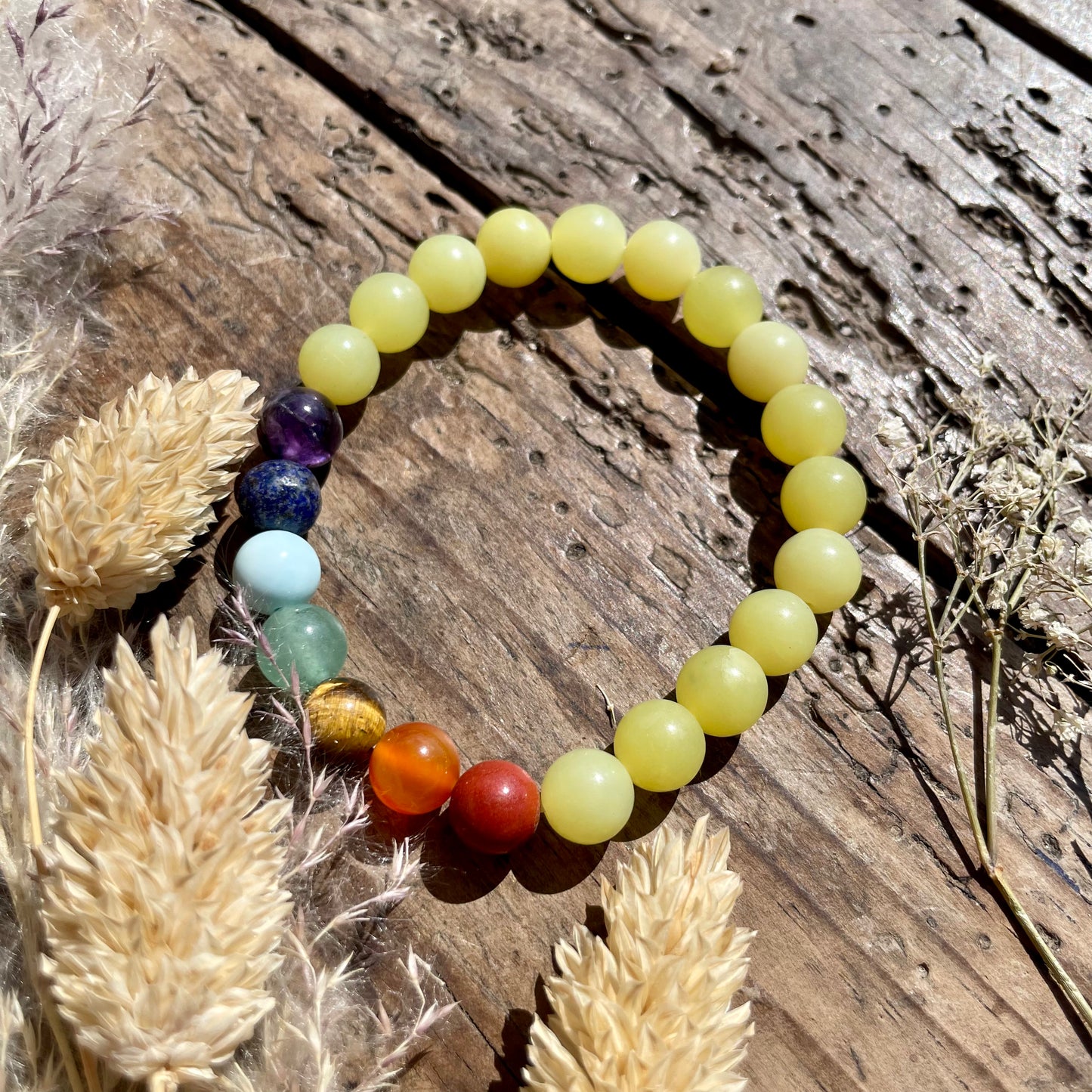 Bracelet 7 Chakras Jade jaune