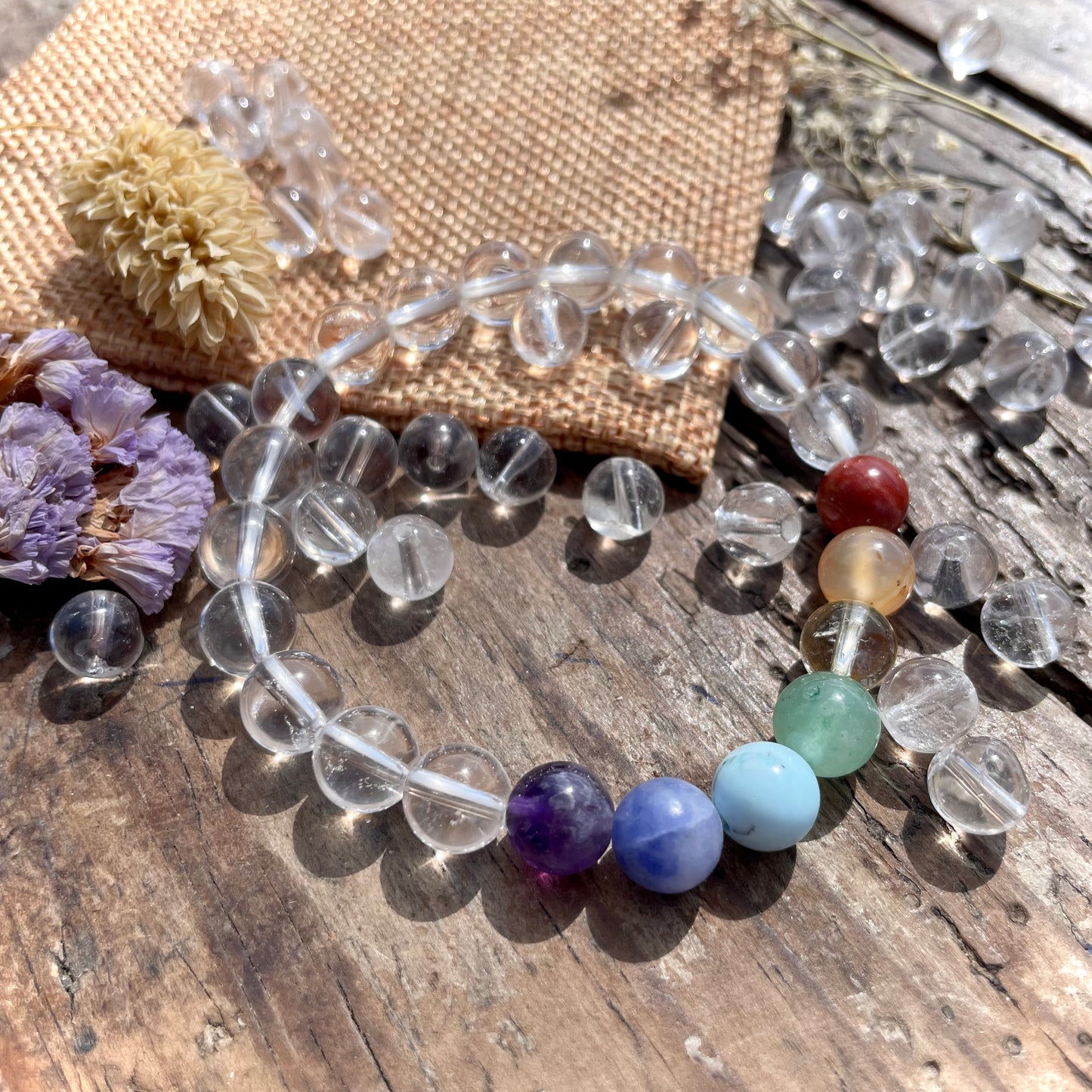 Bracelet 7 Chakras & Cristal de roche