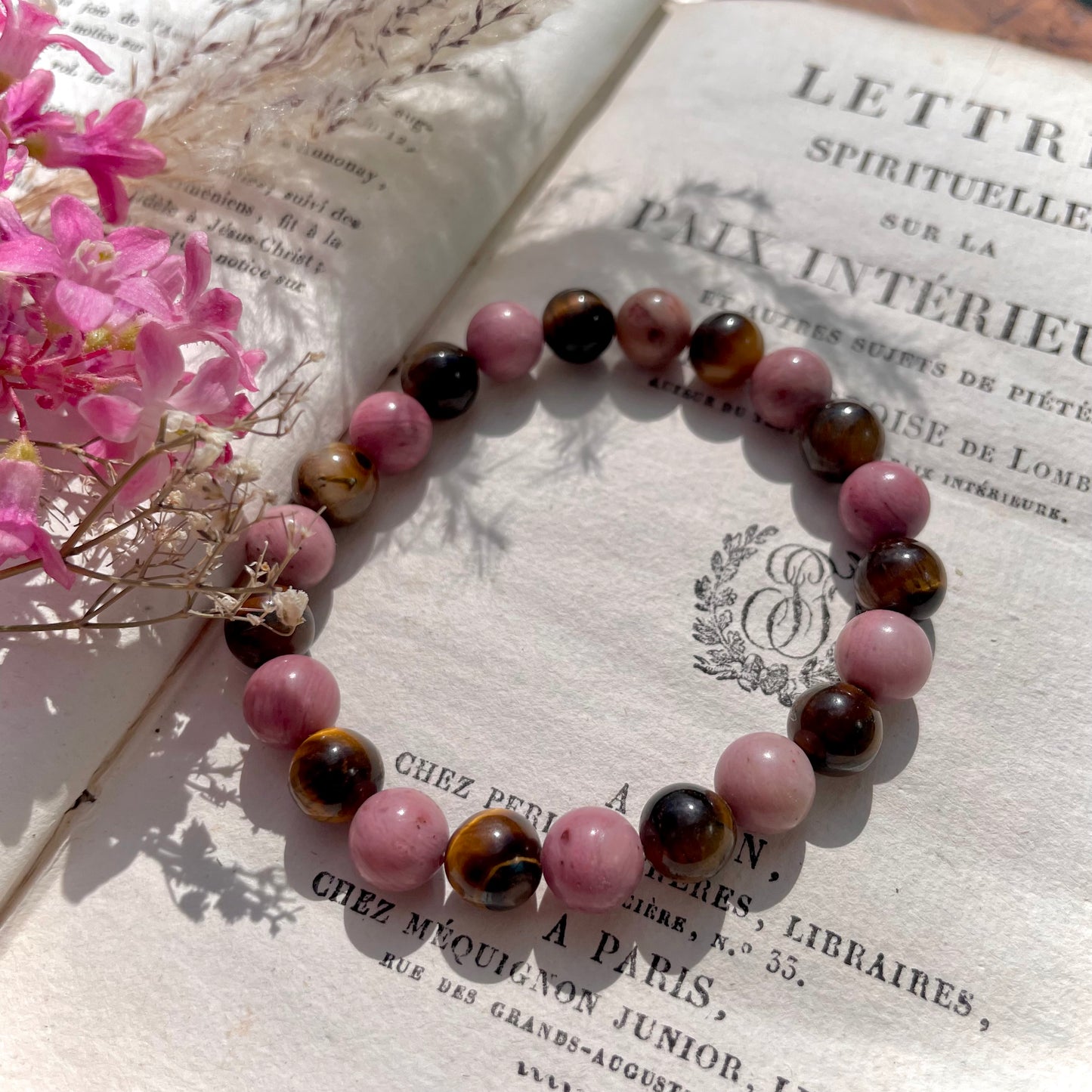 Oeil de tigre et rhodonite