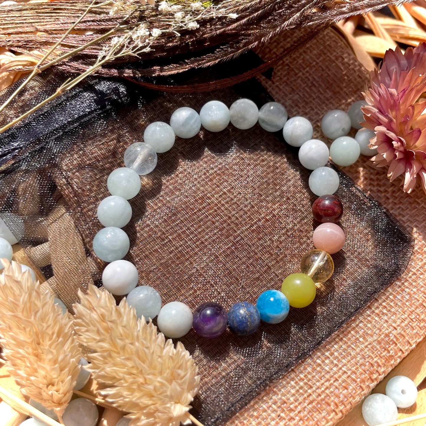 Bracelet 7 Chakras Aigue marine