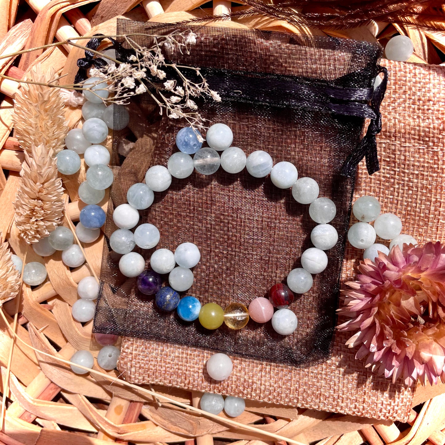 Bracelet 7 Chakras Aigue marine