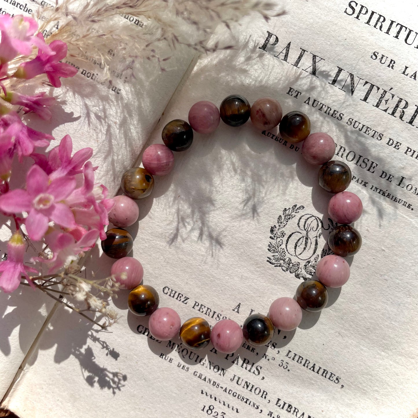 Oeil de tigre et rhodonite