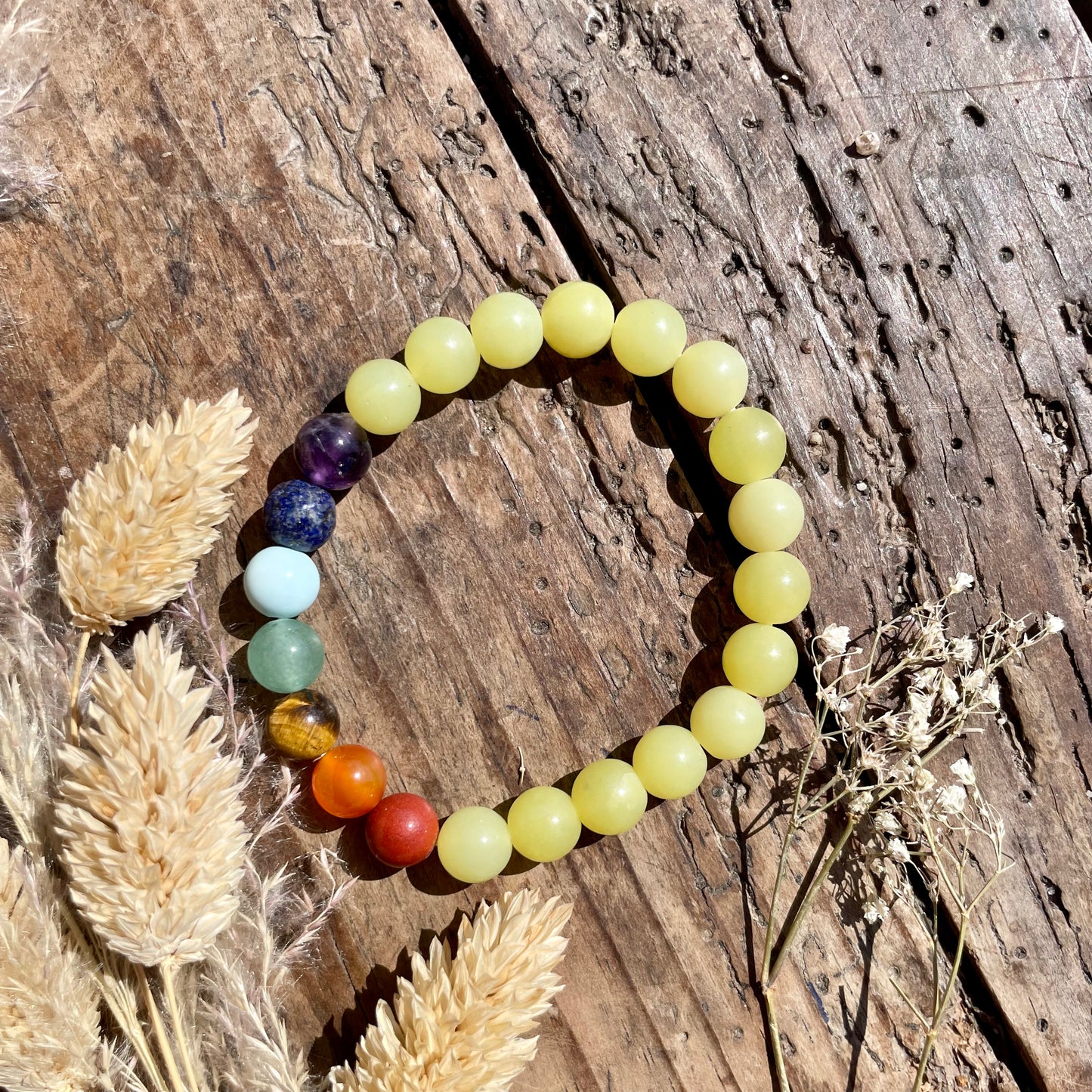 Bracelet 7 Chakras Jade jaune