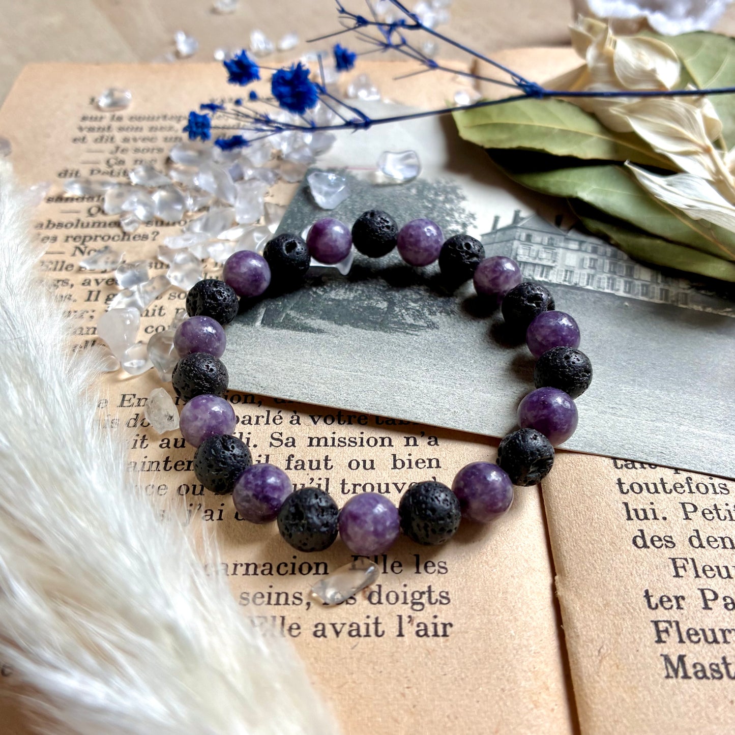 Pierre de lave et Lépidolite « calme »