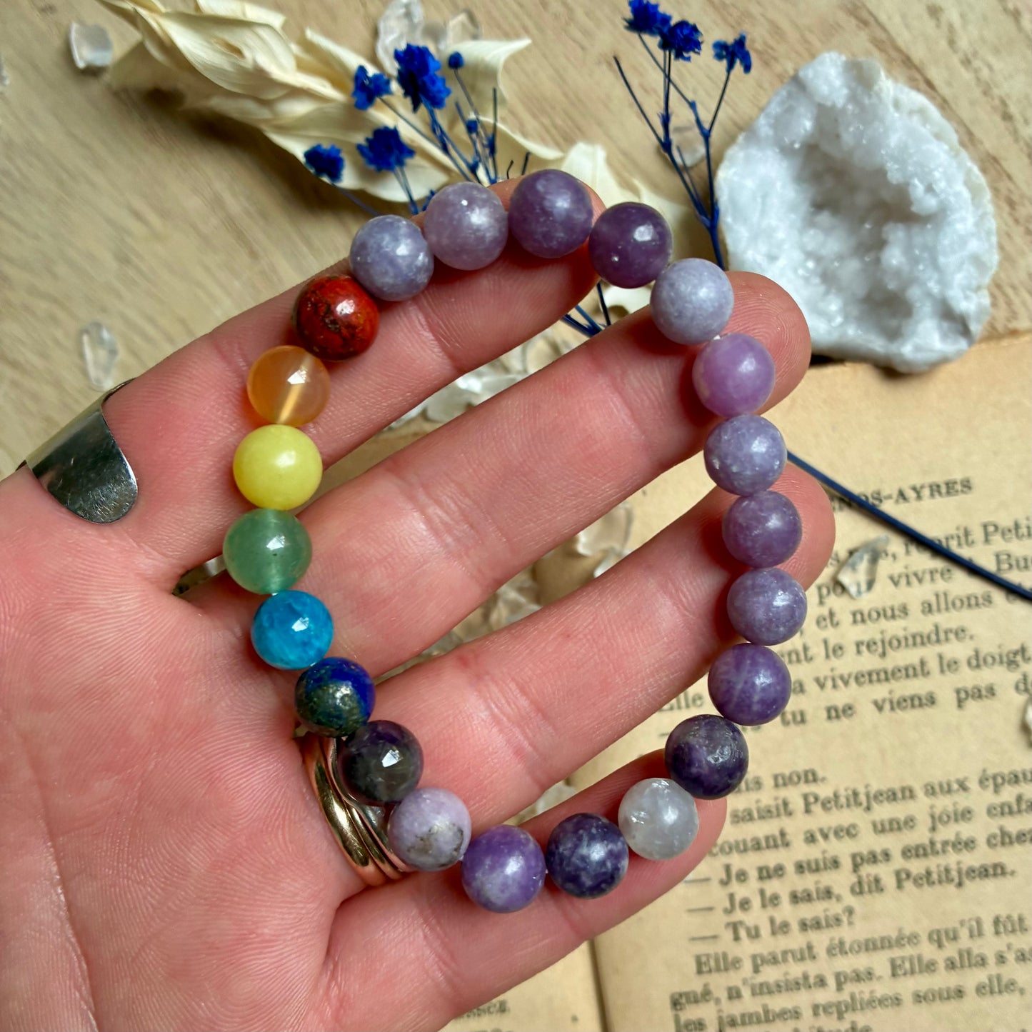 Bracelet 7 Chakras Lépidolite