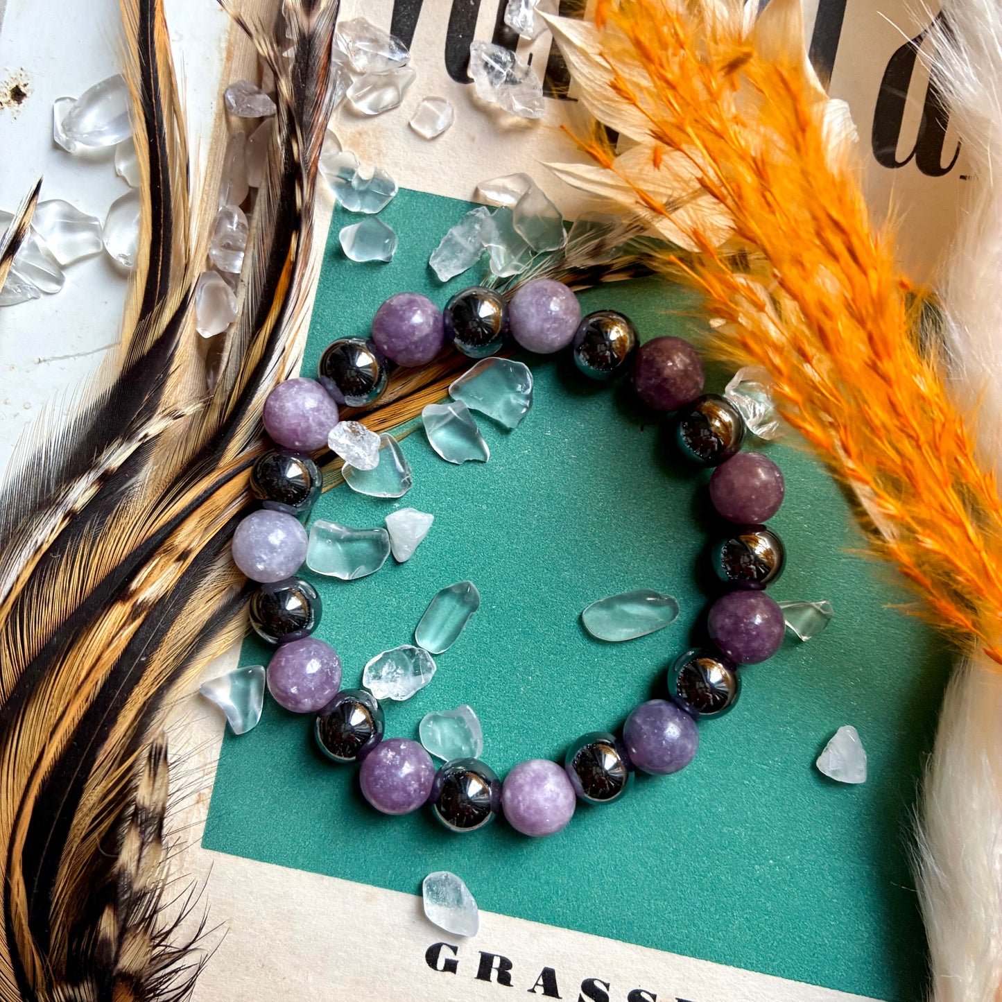 Hématite et Lépidolite « calme et paix »