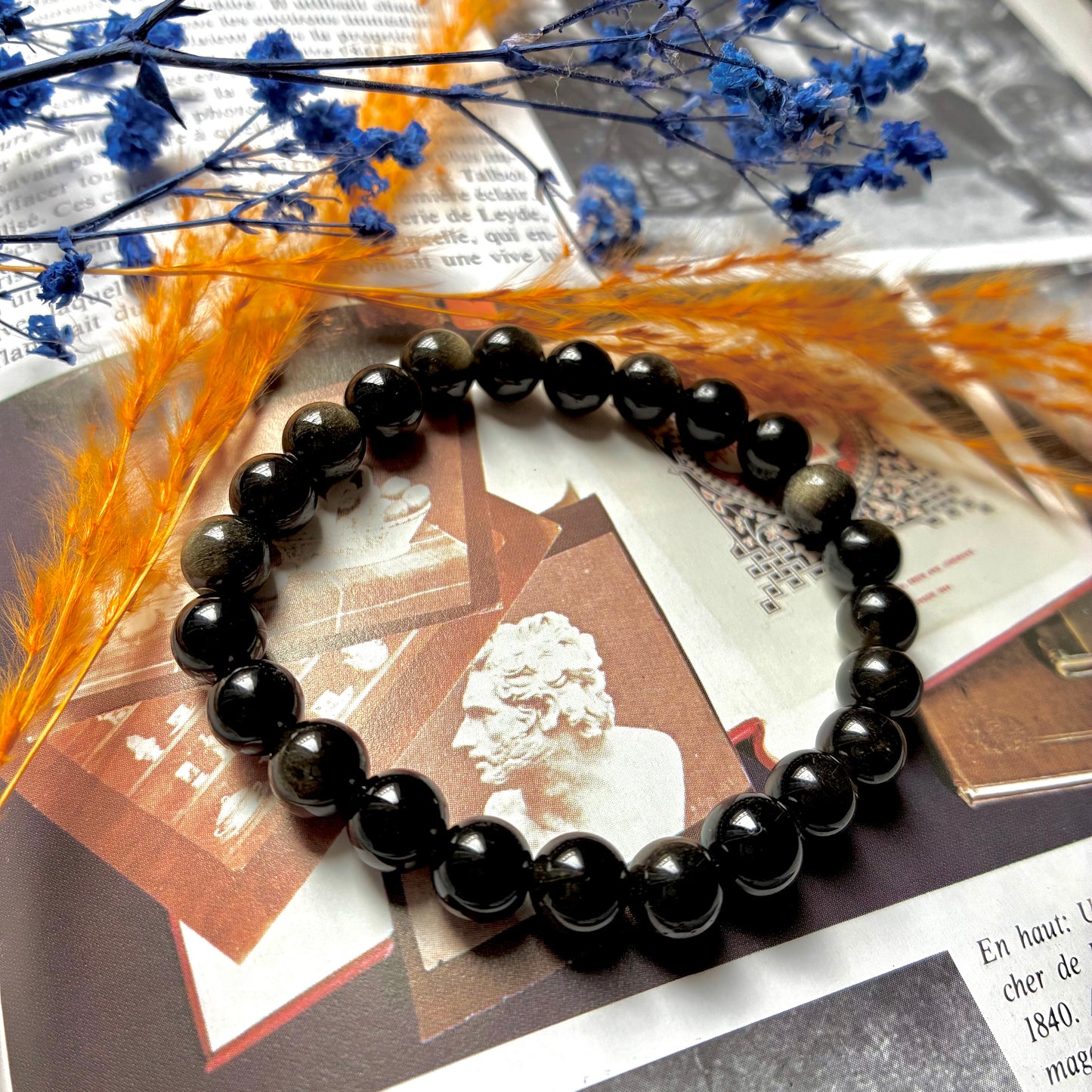 Bracelet Obsidienne Dorée
