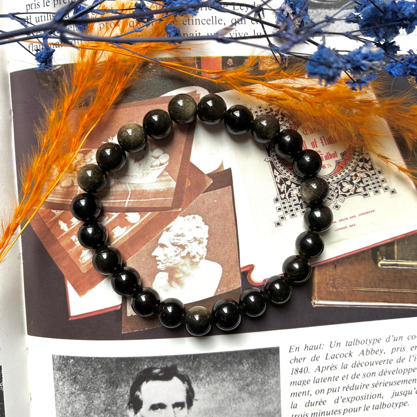 Bracelet Obsidienne Dorée