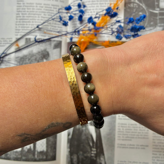 Bracelet Obsidienne Dorée