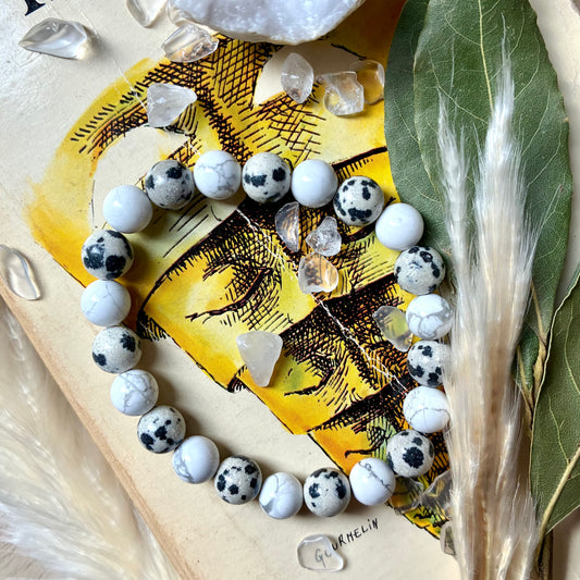 Howlite et Jaspe Dalmatien " Calme et concentration "