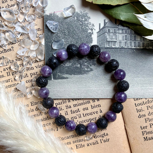 Pierre de lave et Lépidolite « calme »