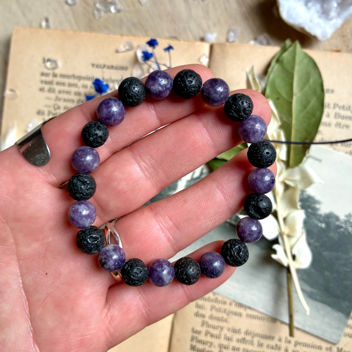 Pierre de lave et Lépidolite « calme »