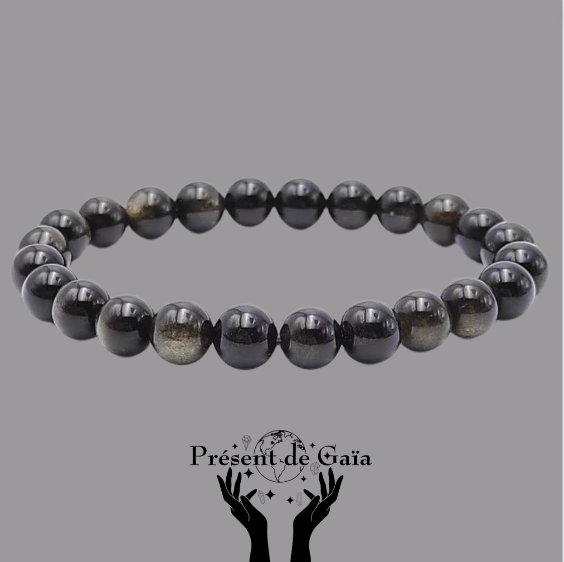 Bracelet Obsidienne Dorée