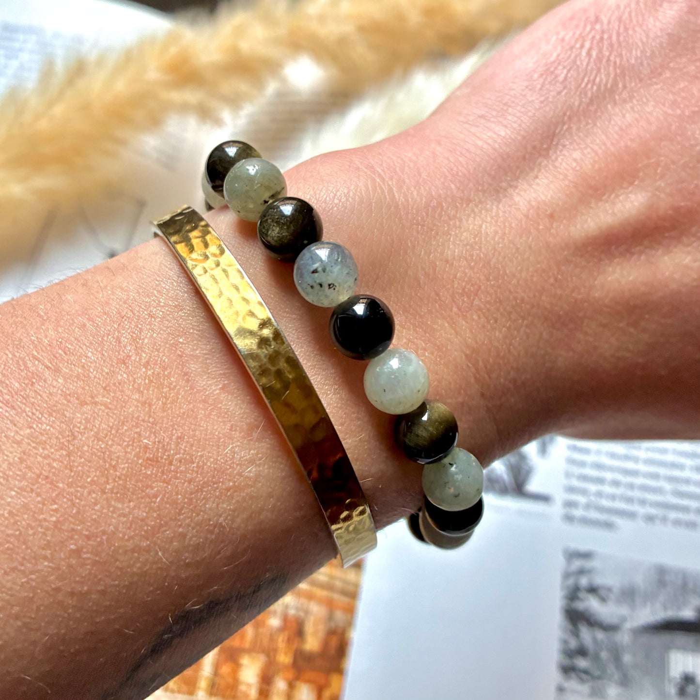 Labradorite et Obsidienne dorée "protection"