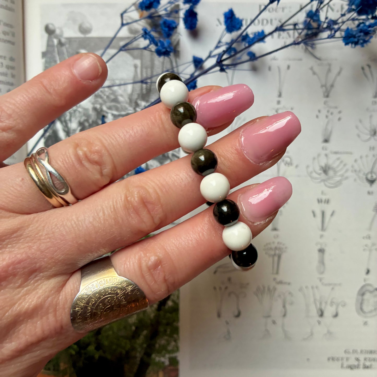 Magnésite et Obsidienne dorée " Paix intérieure "