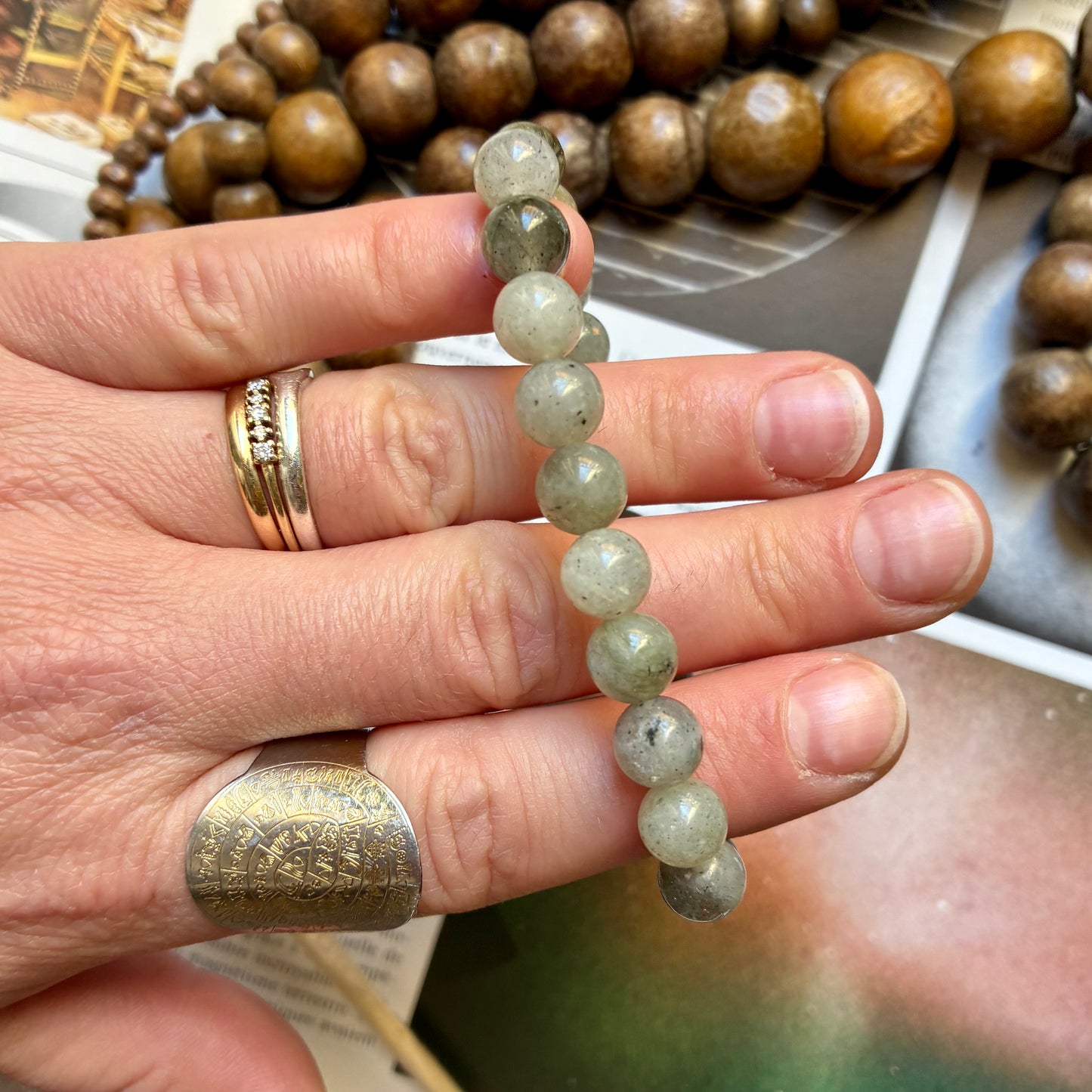 Bracelet labradorite grise