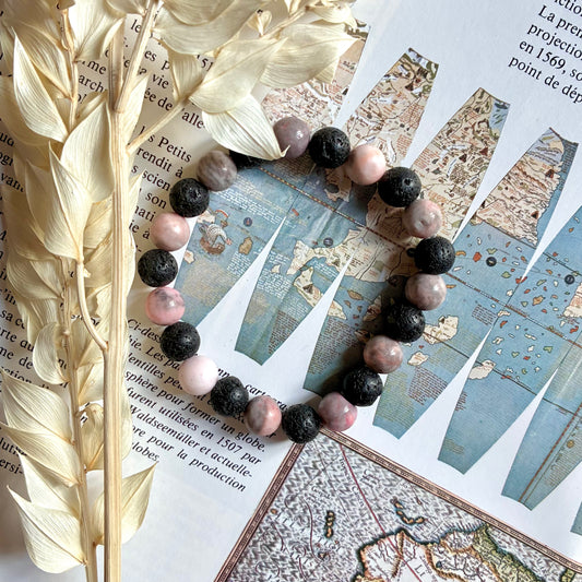 Pierre de lave et Jaspe Zèbre "Douce Apaisement"