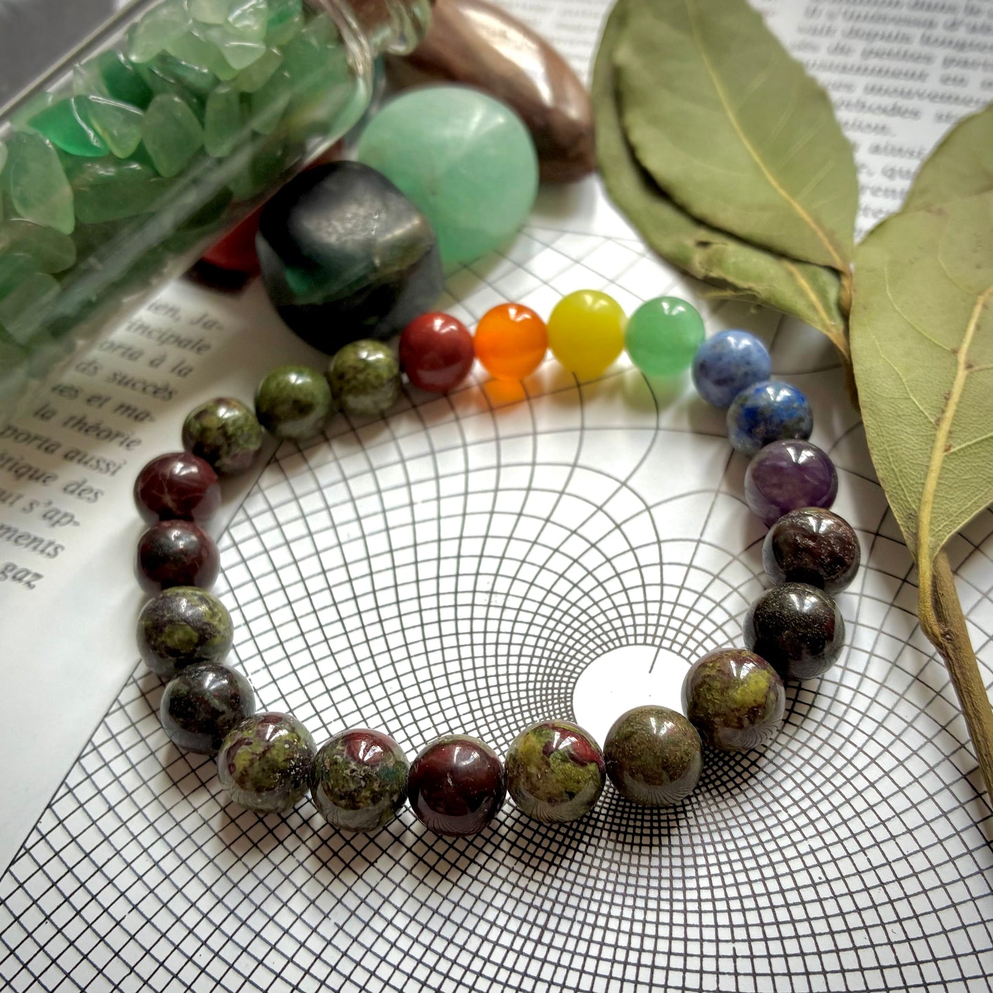 Bracelet 7 Chakras Jaspe Sang de Dragon
