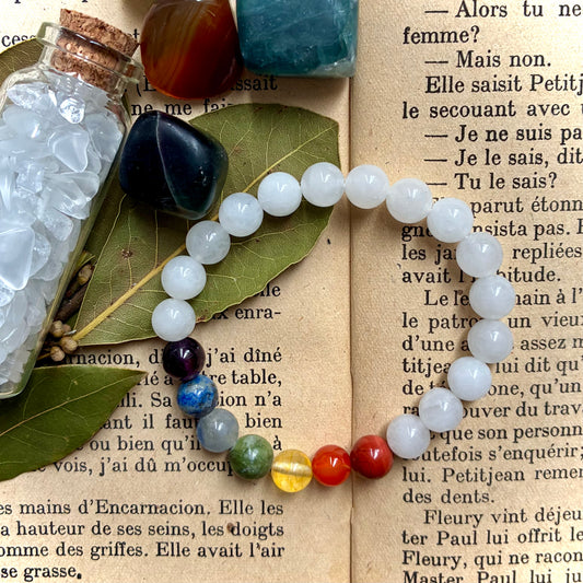 Bracelet 7 Chakras Jade blanc