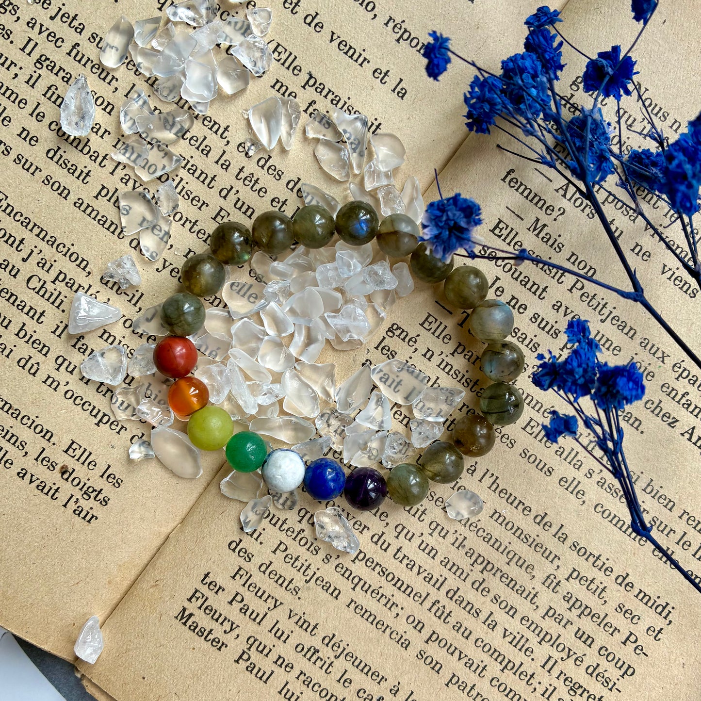 Bracelet 7 Chakras Labradorite Verte