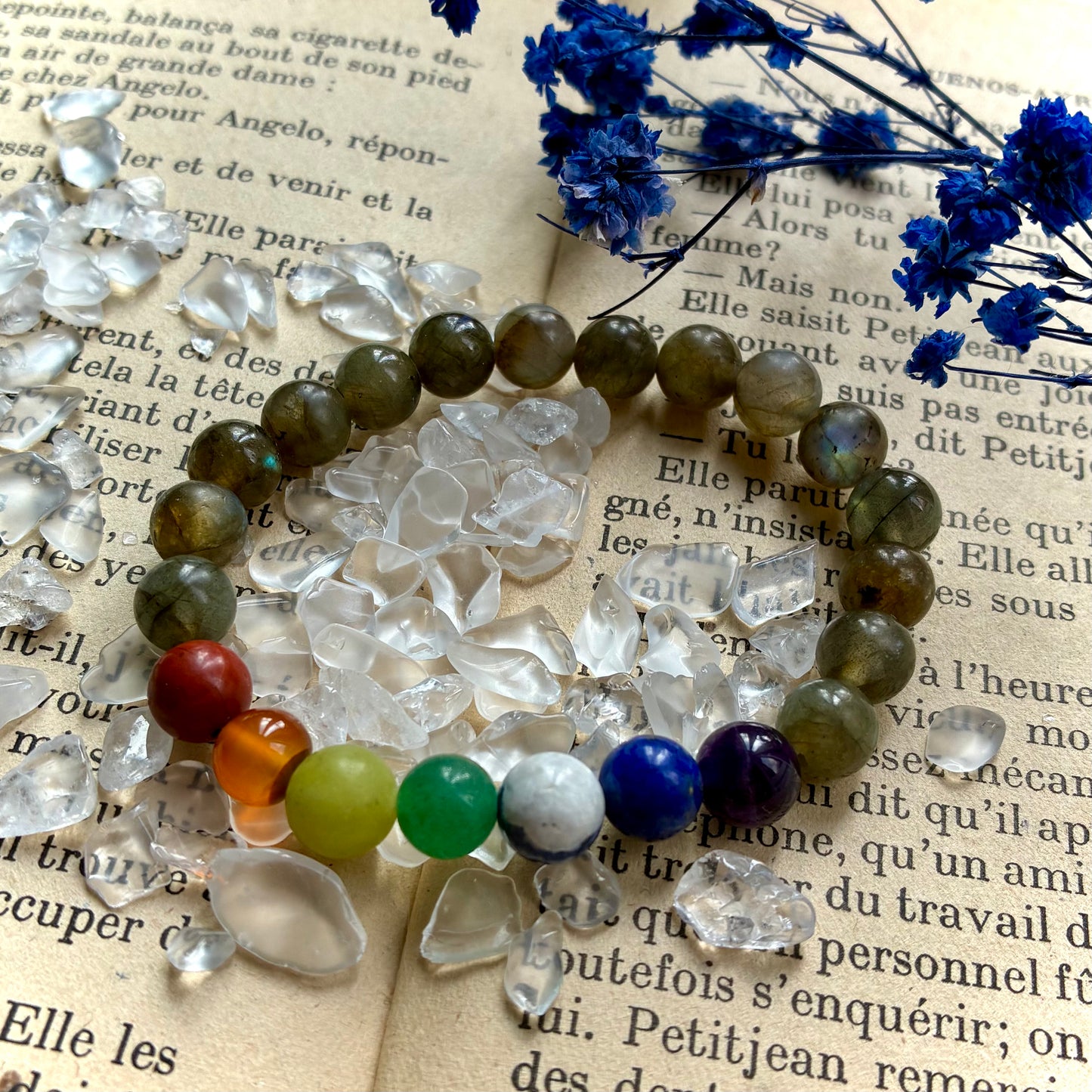 Bracelet 7 Chakras Labradorite Verte