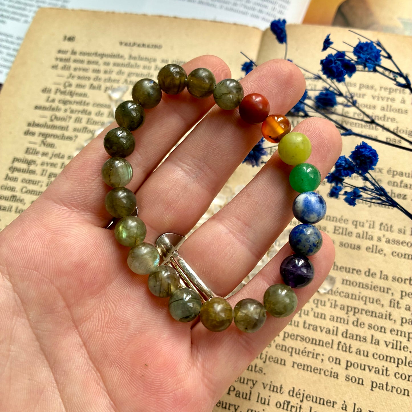 Bracelet 7 Chakras Labradorite Verte