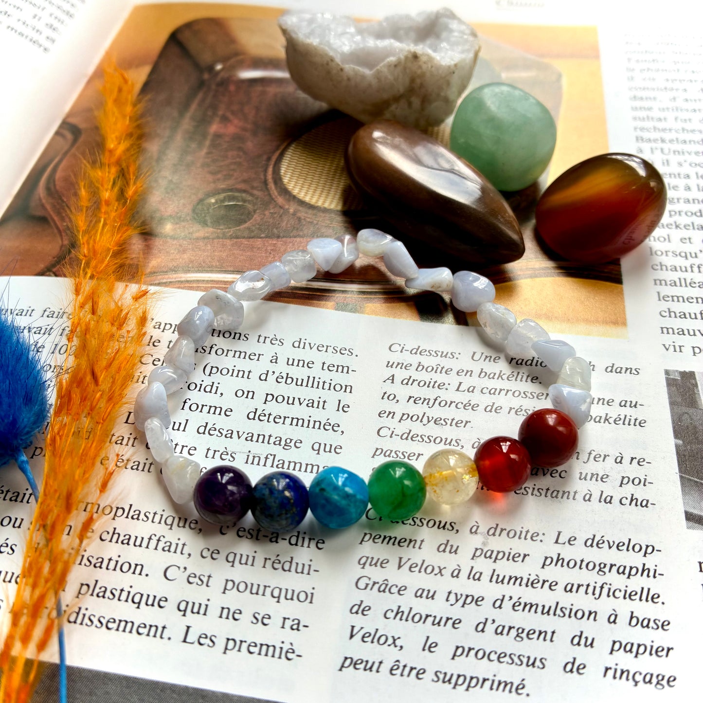 Bracelet 7 Chakras & Calcédoine