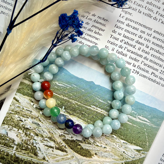 Bracelet 7 Chakras Aigue marine