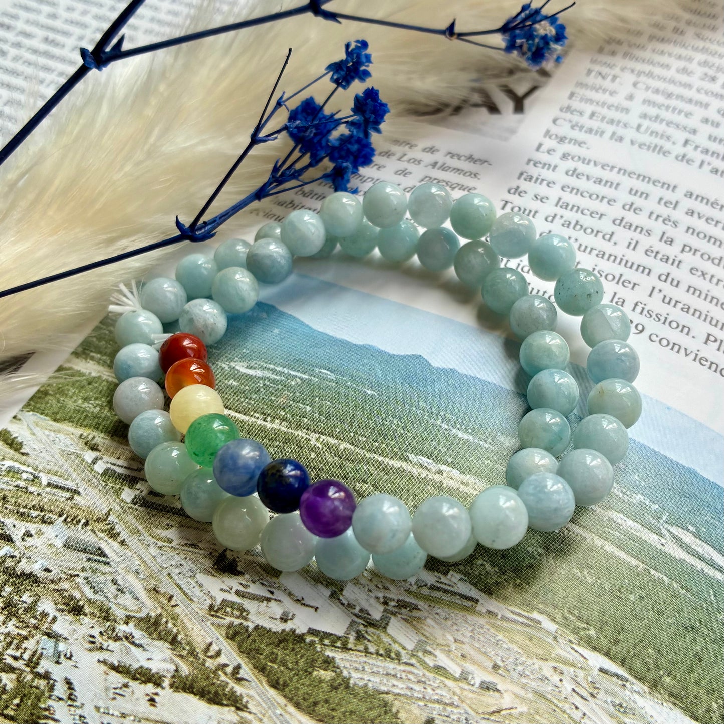 Bracelet 7 Chakras Aigue marine