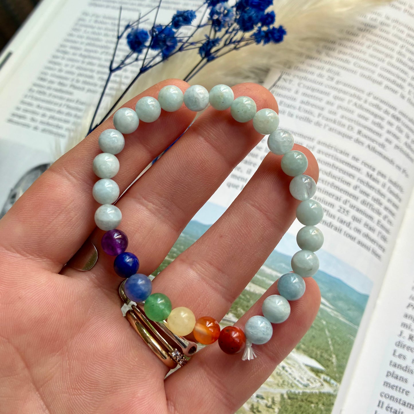Bracelet 7 Chakras Aigue marine