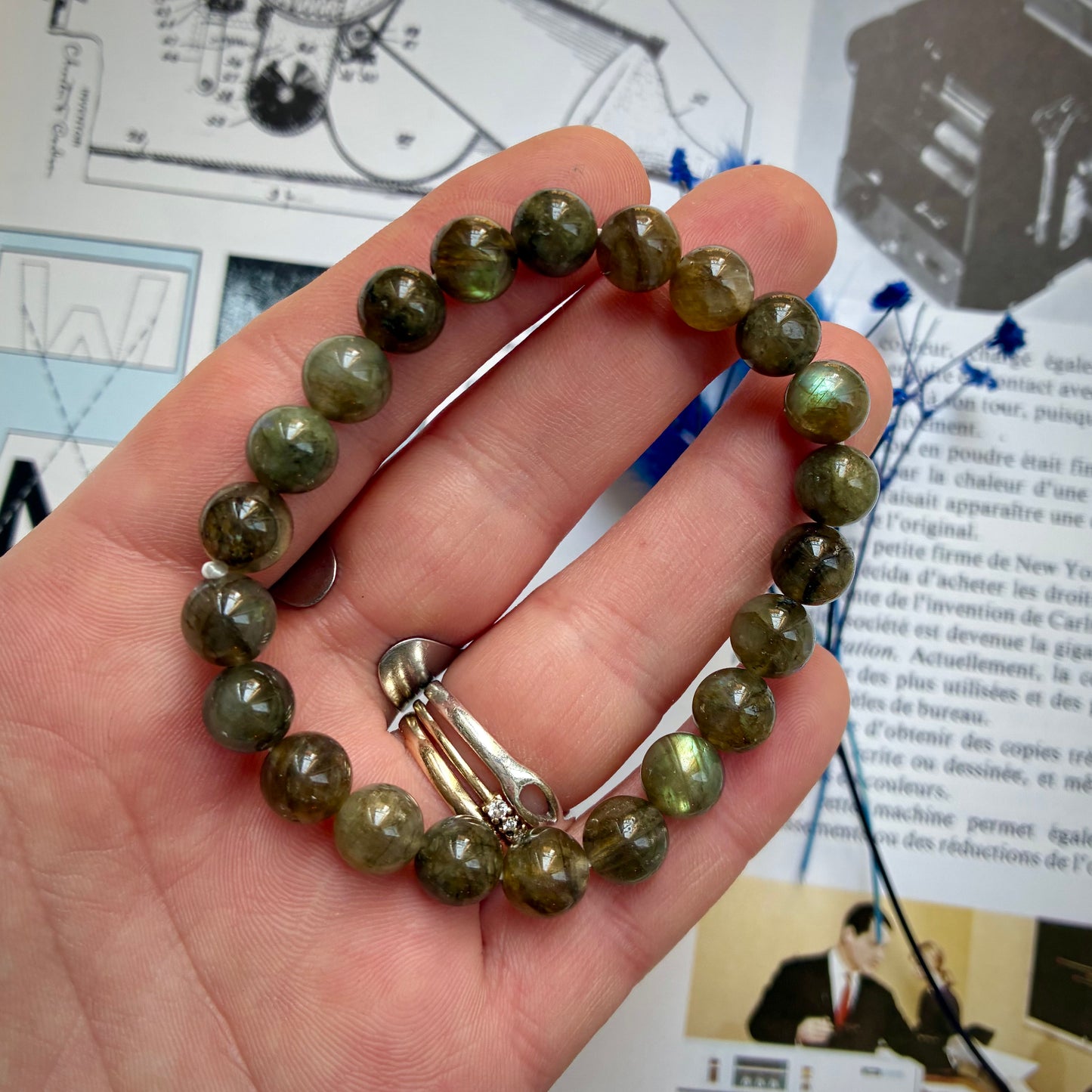 Bracelet Labradorite verte