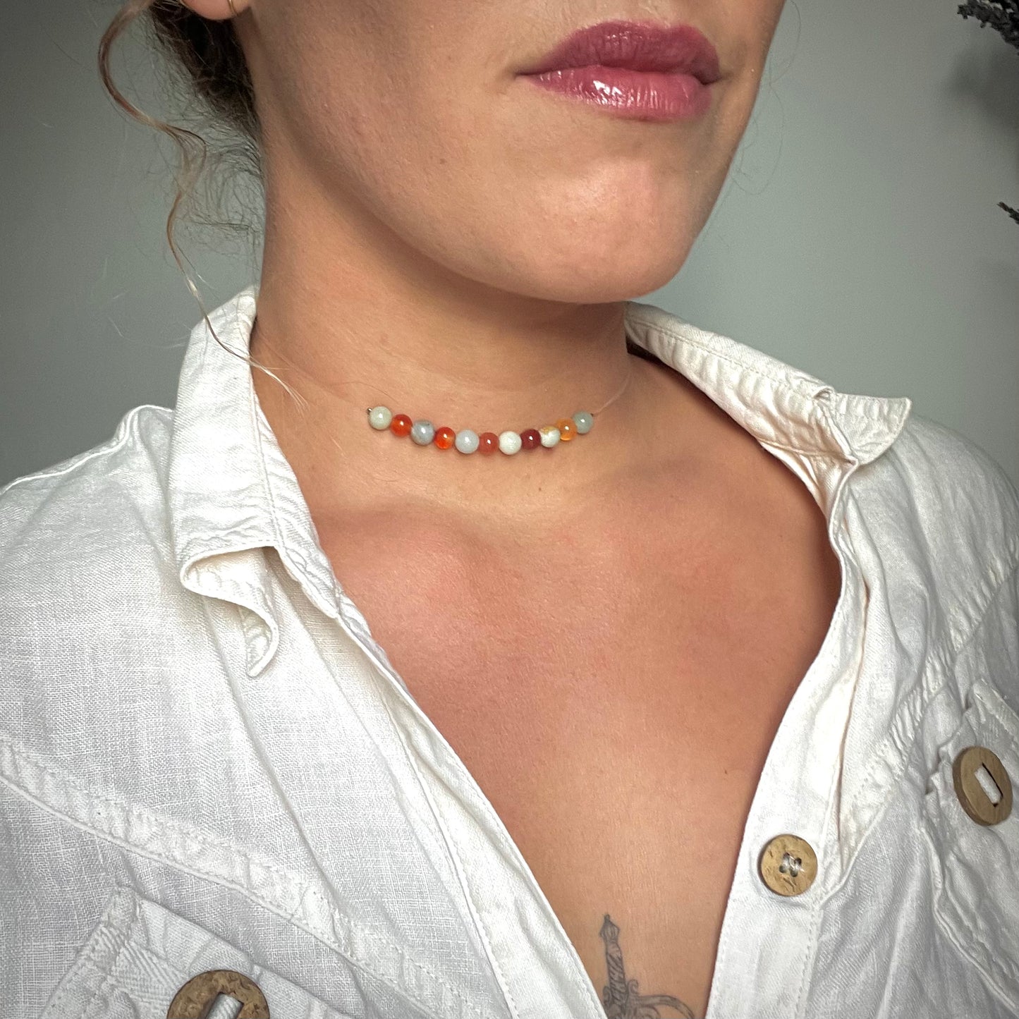 Coffret "Perles Suspendues" Cornaline et Amazonite