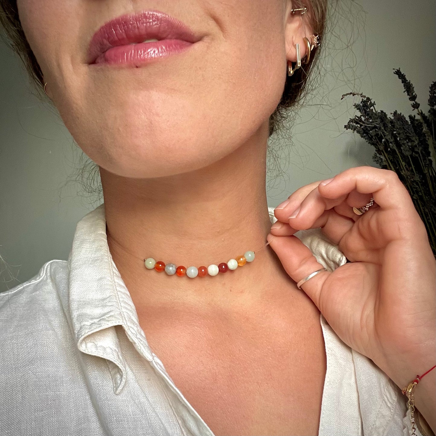 Coffret "Perles Suspendues" Cornaline et Amazonite