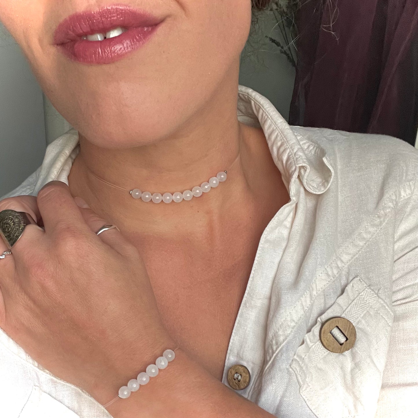 Coffret "Perles Suspendues" Quartz blanc