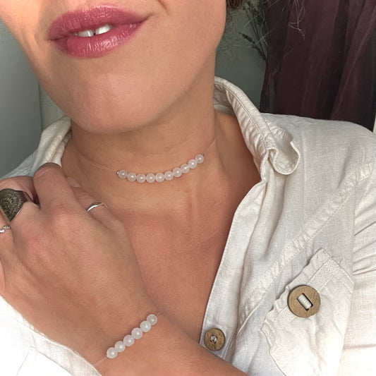 Coffret "Perles Suspendues" Quartz blanc