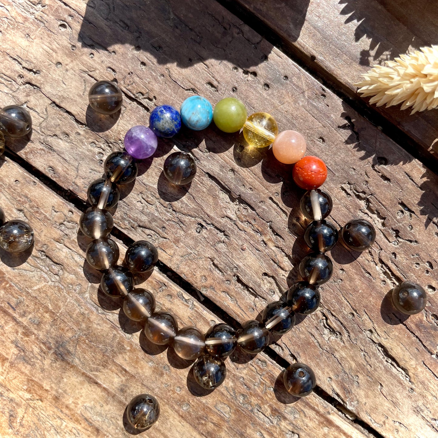 Bracelet 7 Chakras Quartz fumé