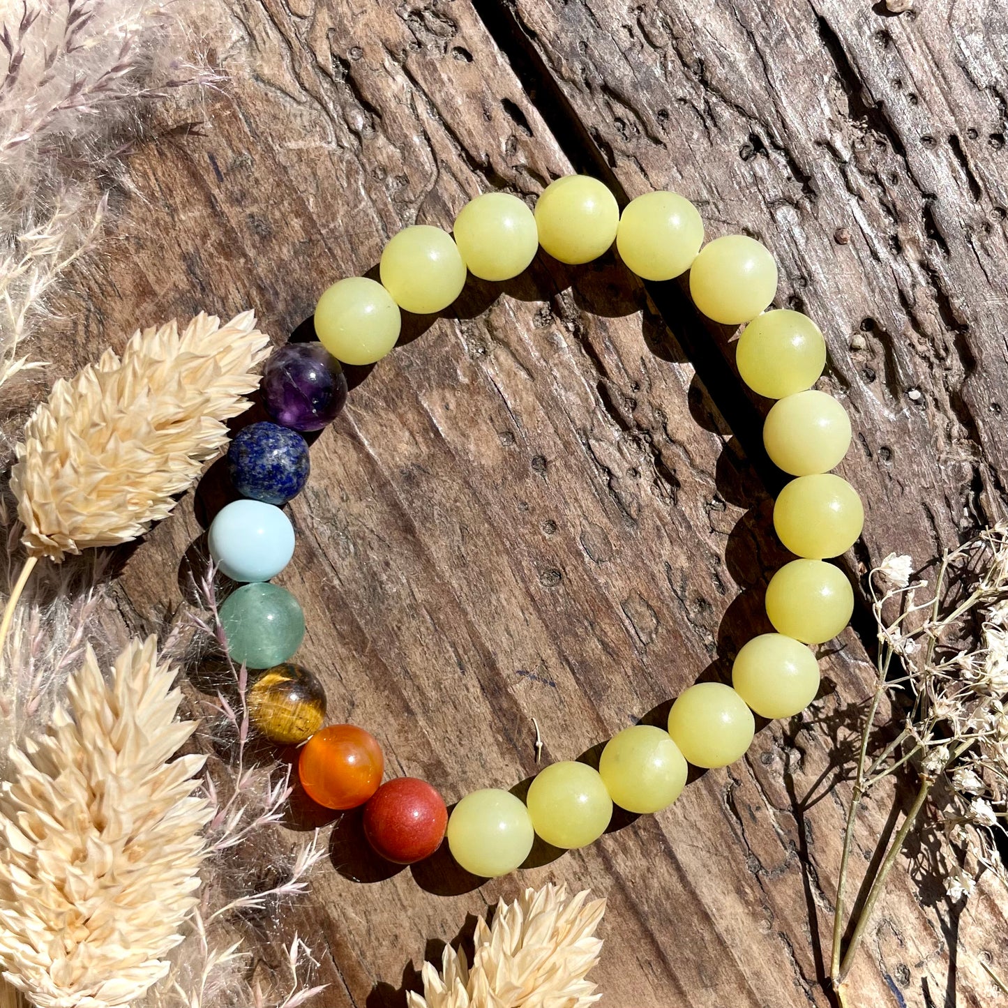 Bracelet 7 Chakras Jade jaune