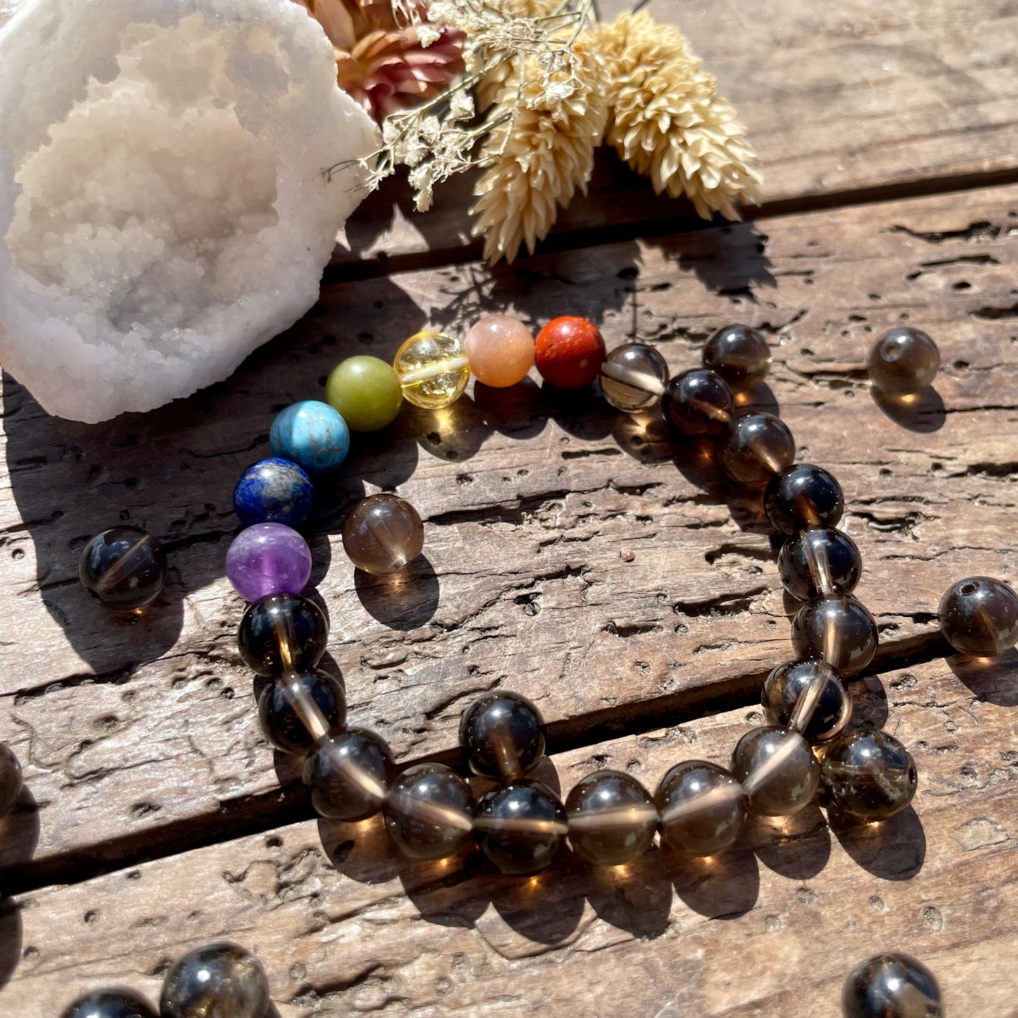 Bracelet 7 Chakras Quartz fumé