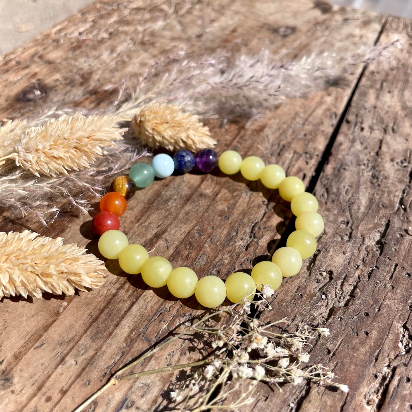 Bracelet 7 Chakras Jade jaune