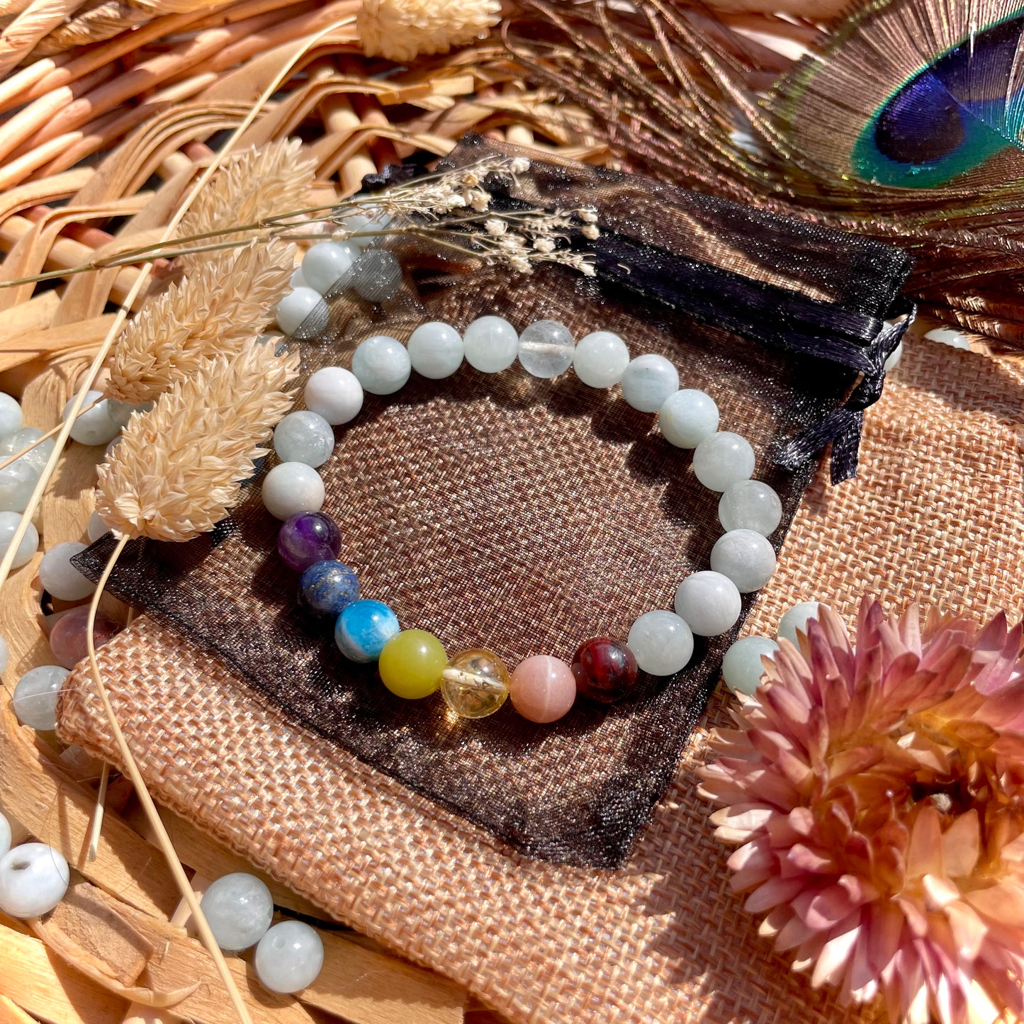 Bracelet 7 Chakras Aigue marine