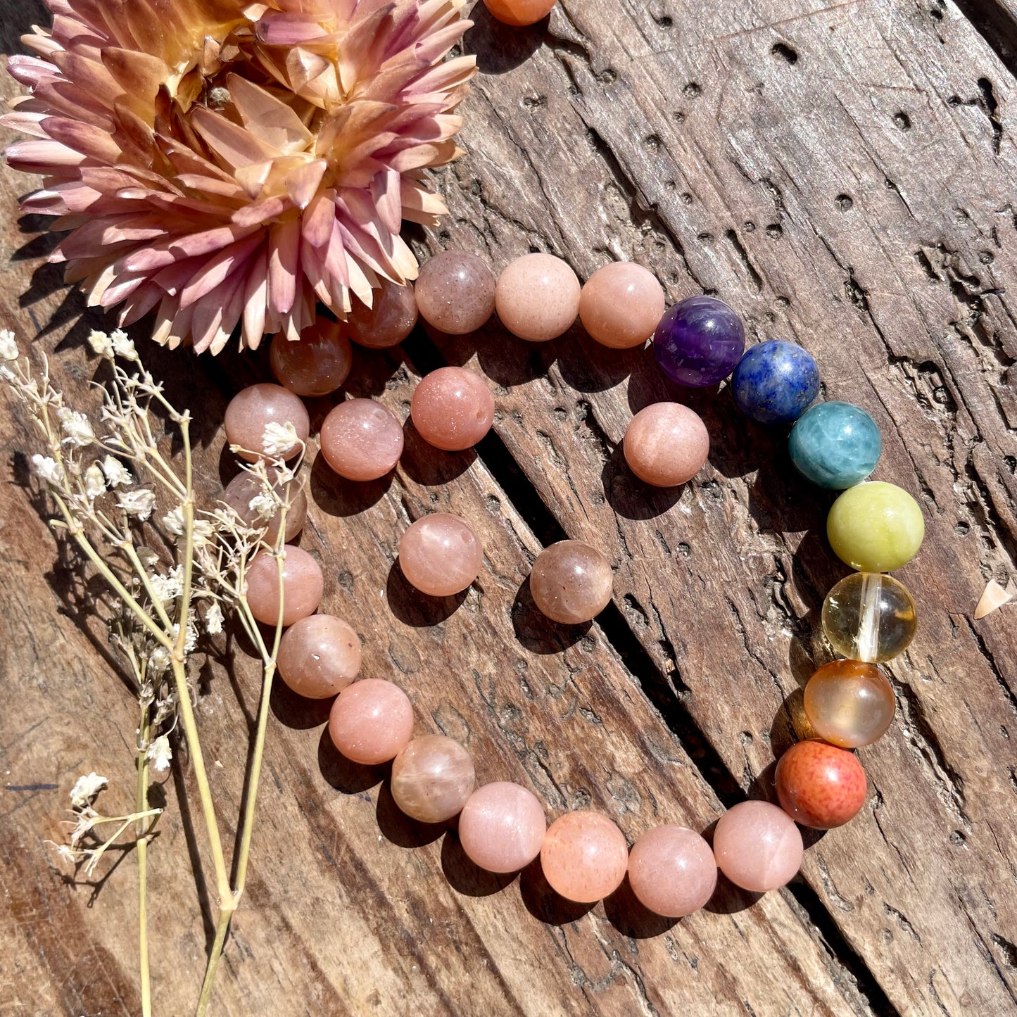 Bracelet 7 Chakras Pierre de soleil