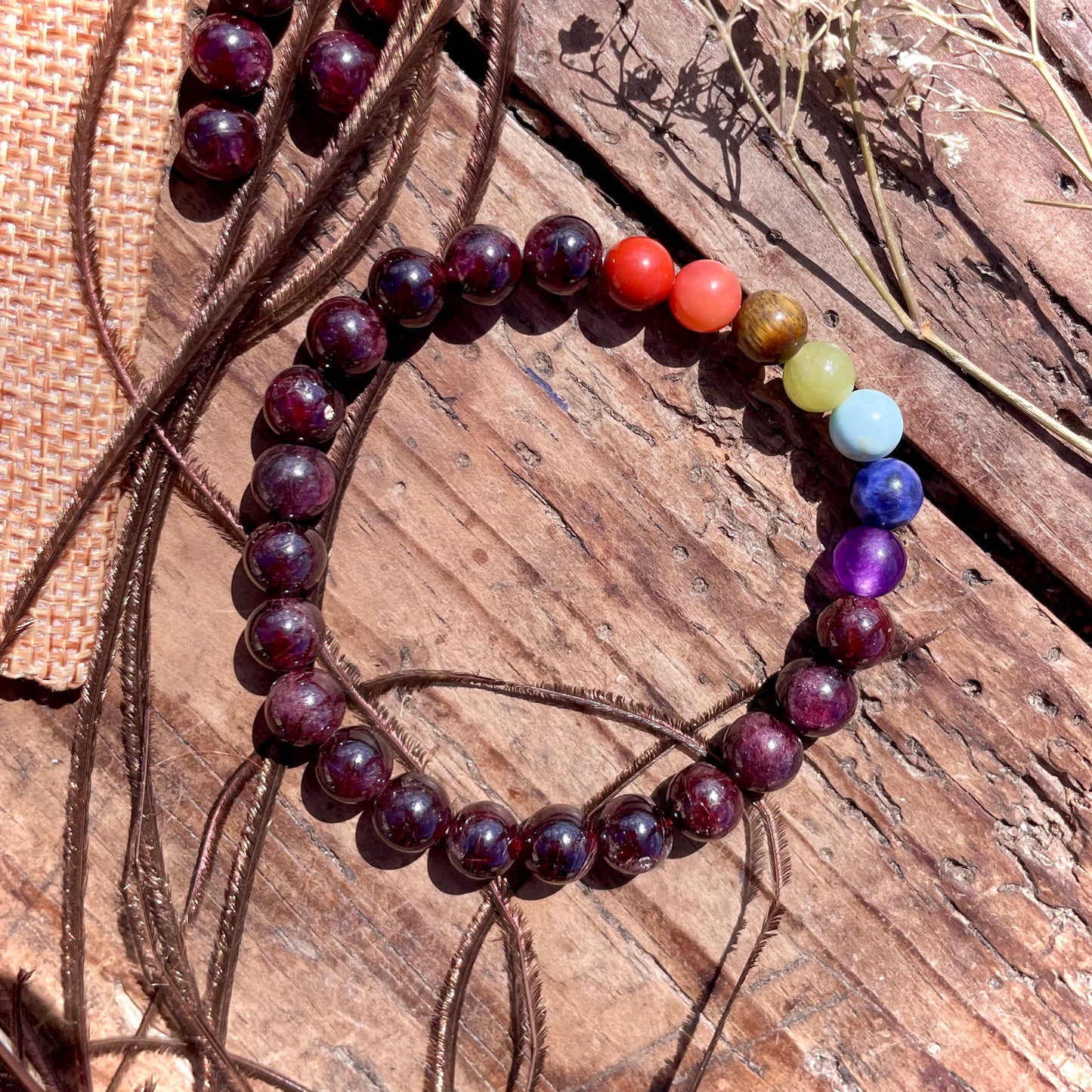 Bracelet 7 Chakras Grenat